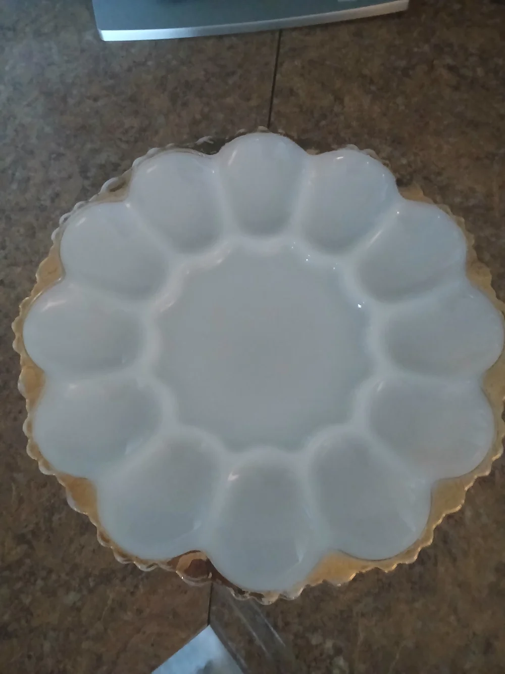 White and Gold Scalloped Deviled Egg Platter